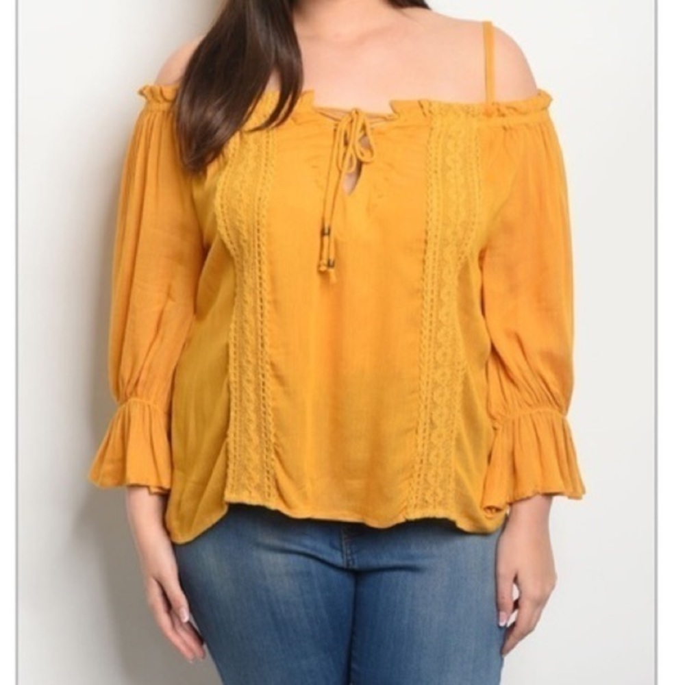 Plus Size Mustard Off Shoulder Blouse NEW